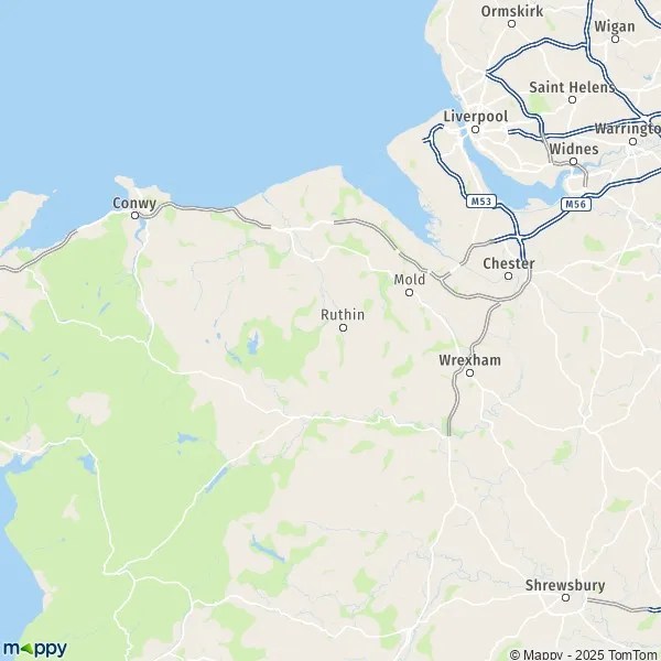 Map Denbighshire map of Denbighshire (LL20 7) and practical information